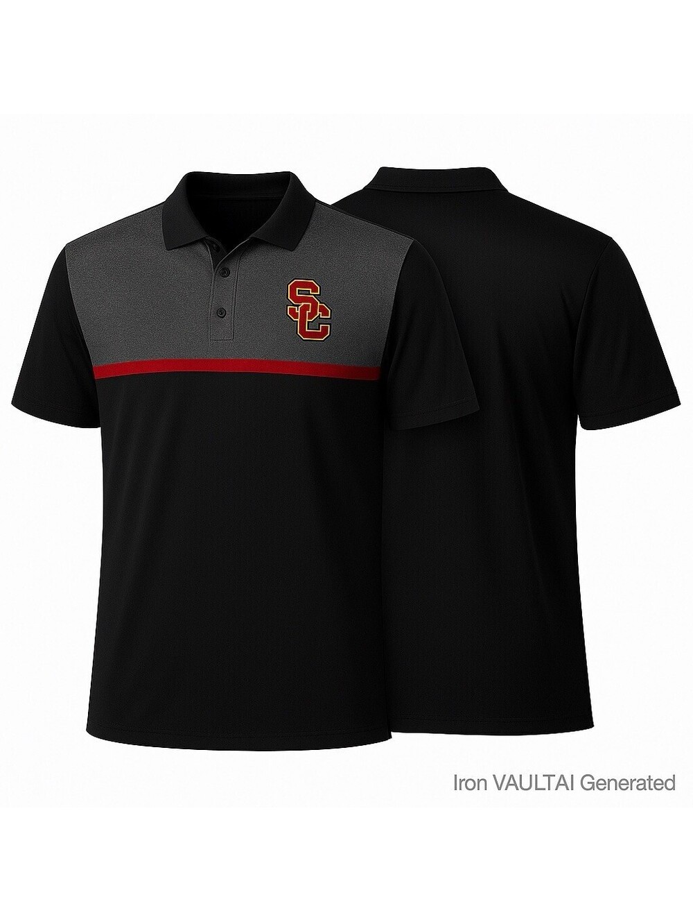 USC Trojans Mens XLT Black Gray Polo Shirt Authentic Apparel Fight On NCAA